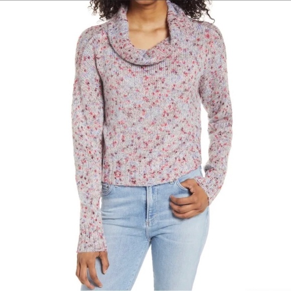 New BP. Slouchy Cowl Neck Lightweight Relaxed Sweater in Confetti - Picture 1 of 6